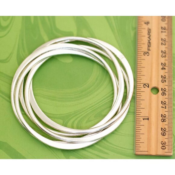 Vintage Silver Tone Minimalist Tornado Rings Bangles 7 1/4 inch - W21 - Picture 3 of 3